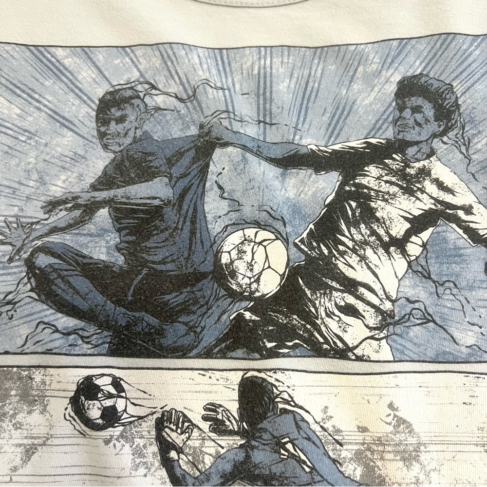 CREW-NECK BOY SOCCER PLAYER  GRAPHIC TEE EDGE LIGHT BLUE T-SHIRT IN SOFT COTTON - Picture 5 of 9
